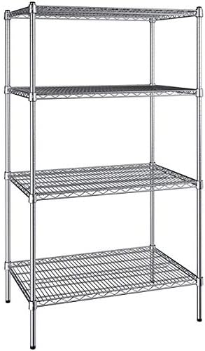 24" x 36" NSF Chrome 4-Shelf Kit with 72" Posts, Commercial Storage Rack Unit, Heavy Duty Storage Shelving, Wire Shelving Kit, Adjustable Rack Strong Steel, Multipurpose Wire Shelf
