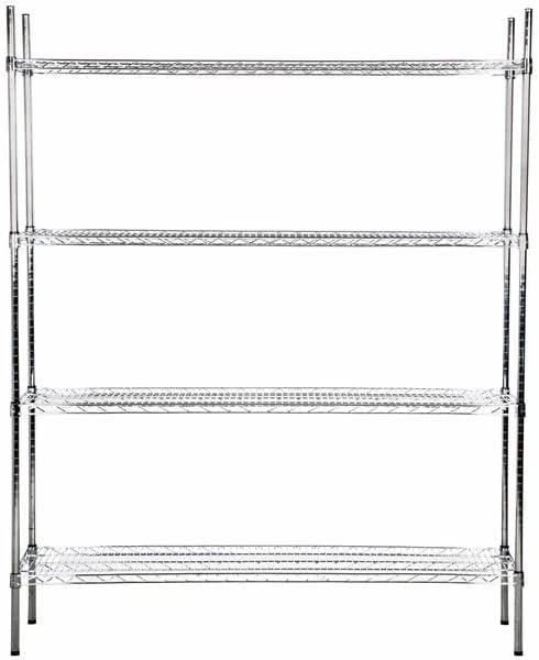 18" x 60" NSF Chrome 4-Shelf Kit with 74" Posts, Heavy Duty Storage Shelving, Wire Shelving Kit, NSF Commercial Storage Rack Unit