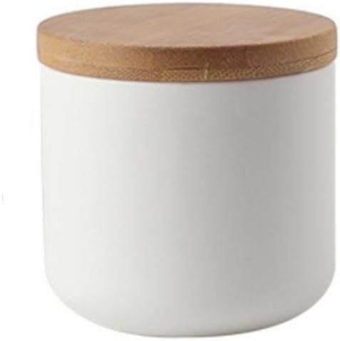 Ceramic Food Storage Jar Canister Modern Design Food Canisters with Airtight Seal Bamboo Lid, Loose Tea Coffee Spice Nuts Snacks Storage Jar Canister (White 8.79oz/260ml)-NeatNest
