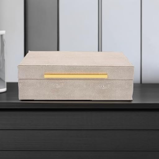 Ivory Shagreen box Faux Leather Decorative Boxes,Keepsake And Memory Storage Decorative Boxes with Lids for Modern Home Decor Jewelry Box Organizer-NeatNest