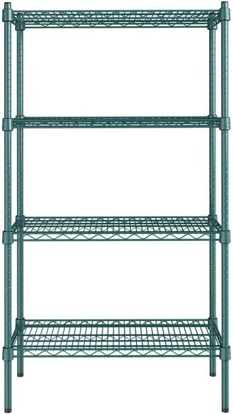 14" x 30" NSF Green Epoxy 4-Shelf Kit with 54" Posts, Heavy Duty Storage Shelving, Wire Shelving Kit, NSF Commercial Storage Rack Unit