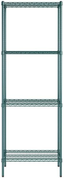 14" x 30" NSF Green Epoxy 4-Shelf Kit with 86" Posts, Heavy Duty Storage Shelving, Wire Shelving Kit, NSF Commercial Storage Rack Unit