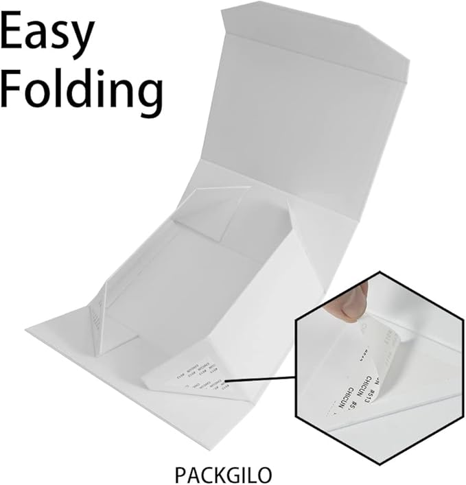 1PCS White Gift Box 9.5x7x4 Inches, Sturdy Gift Box with Lid for Gift Packaging, Foldable Magnetic Closure Storage Boxes, Bridesmaid proposal box, Rectangle Collapsible Box-NeatNest
