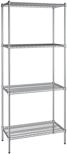18" x 36" NSF Chrome 4-Shelf Kit with 86" Posts, Heavy Duty Storage Shelving, Wire Shelving Kit, NSF Commercial Storage Rack Unit