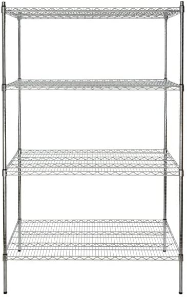 30" x 48" NSF Chrome 4-Shelf Kit with 74" Posts, Heavy Duty Storage Shelving, Wire Shelving Kit, NSF Commercial Storage Rack Unit