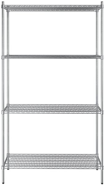 18" x 48" NSF Stainless Steel 4-Shelf Kit with 86" Posts, Heavy Duty Storage Shelving, Wire Shelving Kit, NSF Commercial Storage Rack Unit