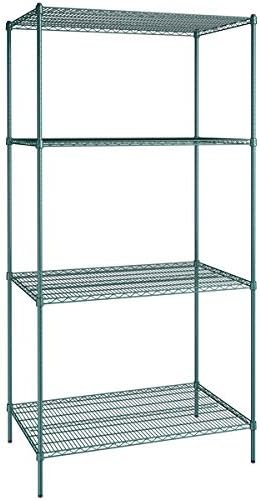 30" x 48" NSF Green Epoxy 4-Shelf Kit with 96" Posts, Heavy Duty Storage Shelving, Wire Shelving Kit, NSF Commercial Storage Rack Unit