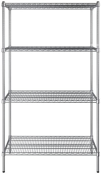21" x 42" NSF Chrome 4-Shelf Kit with 74" Posts, Heavy Duty Storage Shelving, Wire Shelving Kit, NSF Commercial Storage Rack Unit