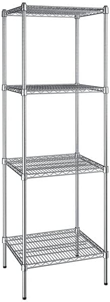 21" x 24" NSF Chrome 4-Shelf Kit with 74" Posts, Heavy Duty Storage Shelving, Wire Shelving Kit, NSF Commercial Storage Rack Unit