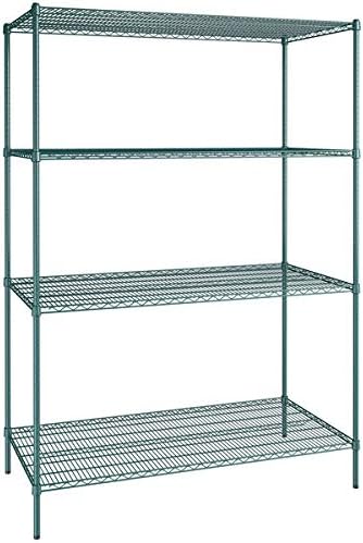 30" x 60" NSF Green Epoxy 4-Shelf Kit with 86" Posts, Heavy Duty Storage Shelving, Wire Shelving Kit, NSF Commercial Storage Rack Unit