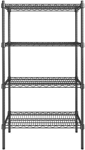 18" x 30" NSF Black Epoxy 4-Shelf Kit with 54" Posts, Heavy Duty Storage Shelving, Wire Shelving Kit, NSF Commercial Storage Rack Unit