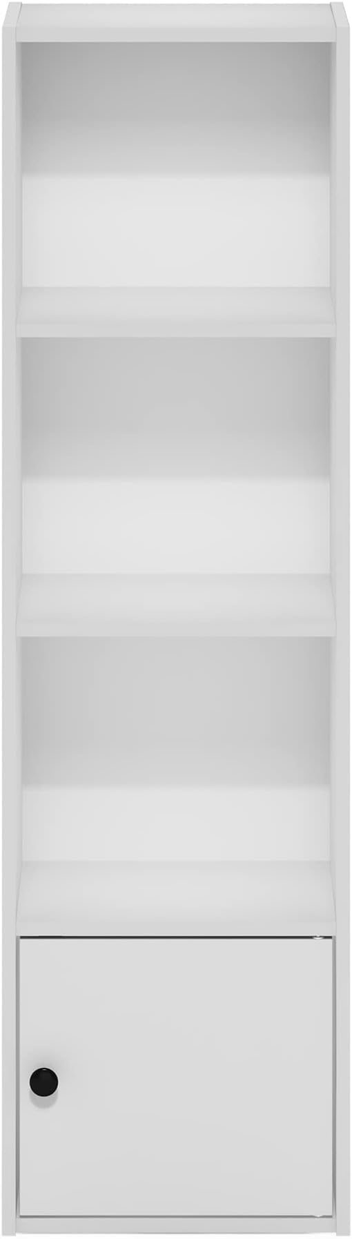 Furinno Luder Shelf Bookcase with 1 Door Storage Cabinet, White-NeatNest
