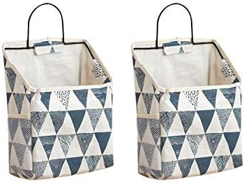 2 Pcs Wall-Hanging Storage Bags,Desktop Organizer Basket Cotton Linen Hanging Storage Basket for Kitchen,Bderoom,Living Room-Triangle-NeatNest
