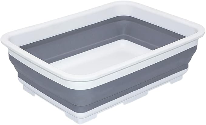 Collapsible Dish Pans – 10L (2.6 Gal) Foldable Sink Tub, 14.5'' x 10.5'' x 5", Compact and Space-Saving Multiuse Foldable Basin for Dish Washing, Camping, RV and Vegetable Cleaning-NeatNest