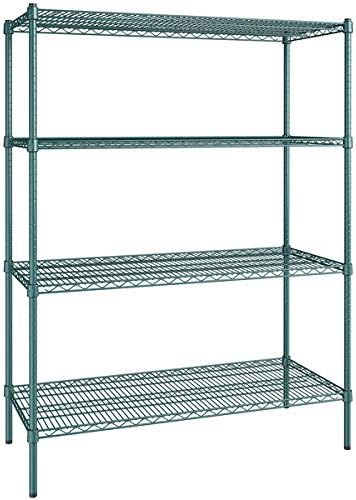 21" x 48" NSF Green Epoxy 4-Shelf Kit with 64" Posts, Heavy Duty Storage Shelving, Wire Shelving Kit, NSF Commercial Storage Rack Unit