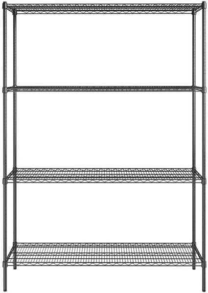 18" x 60" NSF Black Epoxy 4-Shelf Kit with 86" Posts, Heavy Duty Storage Shelving, Wire Shelving Kit, NSF Commercial Storage Rack Unit