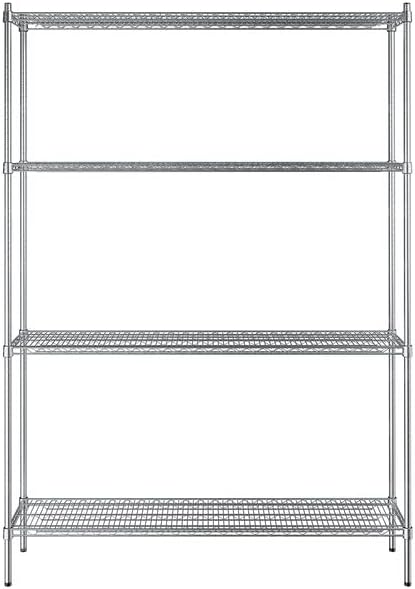 14" x 60" NSF Stainless Steel 4-Shelf Kit with 86" Posts, Heavy Duty Storage Shelving, Wire Shelving Kit, NSF Commercial Storage Rack Unit