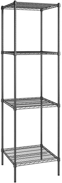 24" x 24" NSF Black Epoxy 4-Shelf Kit with 86" Posts, Heavy Duty Storage Shelving, Wire Shelving Kit, NSF Commercial Storage Rack Unit