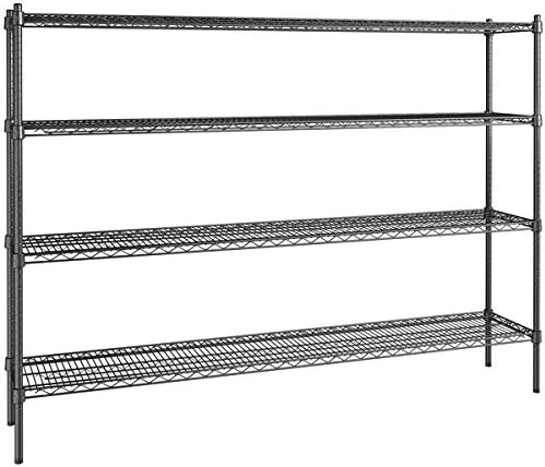 14" x 72" NSF Black Epoxy 4-Shelf Kit with 54" Posts, Heavy Duty Storage Shelving, Wire Shelving Kit, NSF Commercial Storage Rack Unit