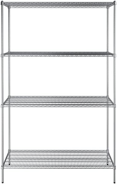 24" x 60" NSF Chrome 4-Shelf Kit with 96" Posts, Heavy Duty Storage Shelving, Wire Shelving Kit, NSF Commercial Storage Rack Unit
