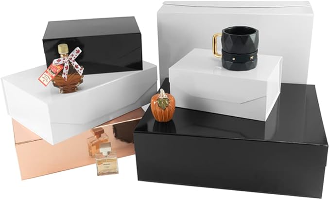 1PCS RoseGold Gift Box 9.5x7x4 Inches, Sturdy Gift Box with Lid for Gift Packaging, Foldable Magnetic Closure Storage Boxes, Bridesmaid proposal box, Rectangle Collapsible Box-NeatNest