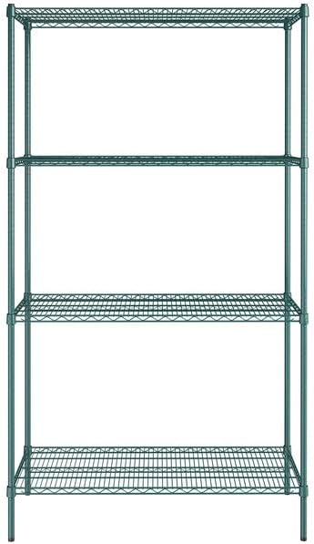21" x 48" NSF Green Epoxy 4-Shelf Kit with 86" Posts, Heavy Duty Storage Shelving, Wire Shelving Kit, NSF Commercial Storage Rack Unit