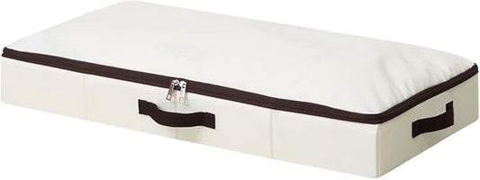 AMJ 4" Foldable Underbed Storage Closet Organizers and storage bins, Under Bed Garment Storage Bins, Folding & Washable, Soft Zip Lid, Beige-NeatNest