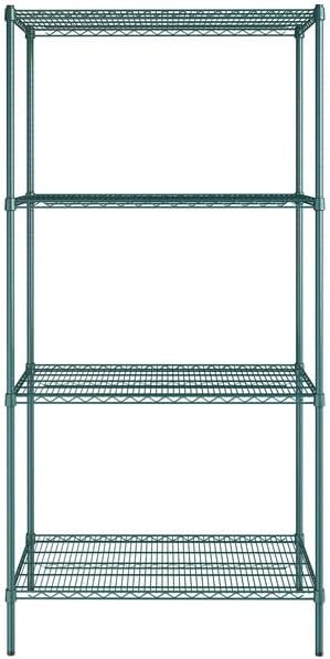24" x 42" NSF Green Epoxy 4-Shelf Kit with 86" Posts, Heavy Duty Storage Shelving, Wire Shelving Kit, NSF Commercial Storage Rack Unit