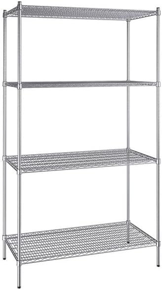 24" x 48" NSF Stainless Steel 4-Shelf Kit with 86" Posts, Heavy Duty Storage Shelving, Wire Shelving Kit, NSF Commercial Storage Rack Unit