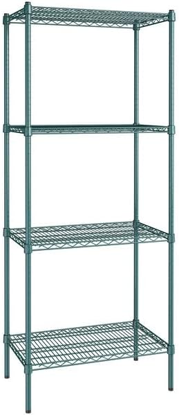 18" x 30" NSF Green Epoxy 4-Shelf Kit with 74" Posts, Heavy Duty Storage Shelving, Wire Shelving Kit, NSF Commercial Storage Rack Unit