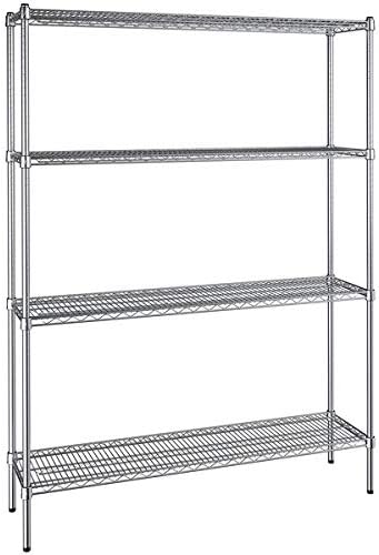 14" x 54" NSF Chrome 4-Shelf Kit with 74" Posts, Heavy Duty Storage Shelving, Wire Shelving Kit, NSF Commercial Storage Rack Unit