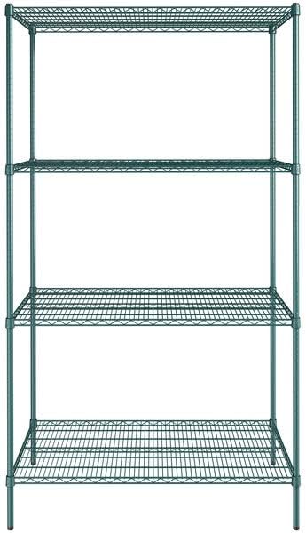 30" x 48" NSF Green Epoxy 4-Shelf Kit with 86" Posts, Heavy Duty Storage Shelving, Wire Shelving Kit, NSF Commercial Storage Rack Unit