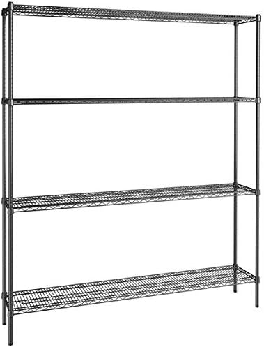 14" x 72" NSF Black Epoxy 4-Shelf Kit with 86" Posts, Heavy Duty Storage Shelving, Wire Shelving Kit, NSF Commercial Storage Rack Unit