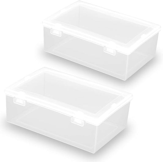 2 Pcs Rectangle Clear Plastic Beads Storage Containers Box (6.22x4.09x2.28inch) with Lid for Collecting Small Items, Beads, Game Pieces, Business Cards, Crafts Accessories-NeatNest