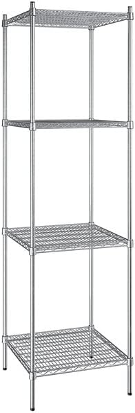 24" x 24" NSF Stainless Steel 4-Shelf Kit with 86" Posts, Heavy Duty Storage Shelving, Wire Shelving Kit, NSF Commercial Storage Rack Unit
