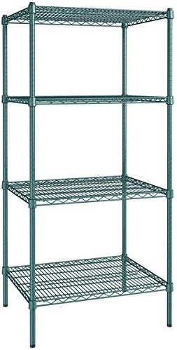 24" x 30" NSF Green Epoxy 4-Shelf Kit with 64" Posts, Heavy Duty Storage Shelving, Wire Shelving Kit, NSF Commercial Storage Rack Unit