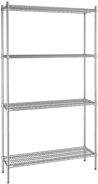14" x 48" NSF Stainless Steel 4-Shelf Kit with 86" Posts, Heavy Duty Storage Shelving, Wire Shelving Kit, NSF Commercial Storage Rack Unit