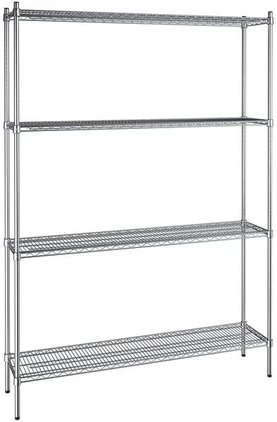 14" x 60" NSF Chrome 4-Shelf Kit with 86" Posts, Heavy Duty Storage Shelving, Wire Shelving Kit, NSF Commercial Storage Rack Unit