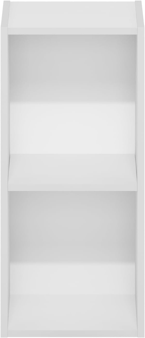 Furinno Fulda 2-Tier Space Saving Storage Shelf Bookcase, 10-Inch Width, White-NeatNest