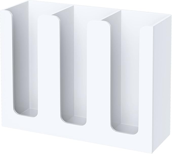 Acrylic Cup Holder, 3 Compartment, Disposable Coffee Cup Dispenser Storage Organizer, White-NeatNest
