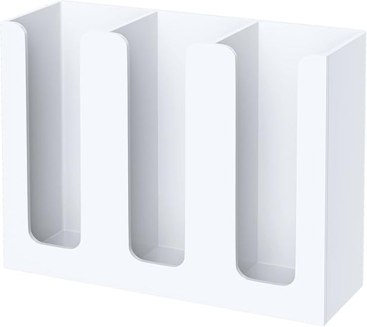 Acrylic Cup Holder, 3 Compartment, Disposable Coffee Cup Dispenser Storage Organizer, White