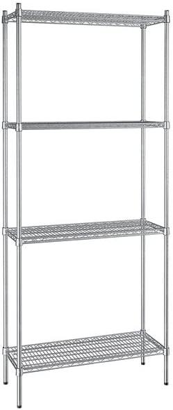 14" x 36" NSF Stainless Steel 4-Shelf Kit with 86" Posts, Heavy Duty Storage Shelving, Wire Shelving Kit, NSF Commercial Storage Rack Unit