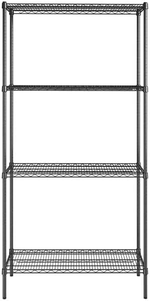 18" x 42" NSF Black Epoxy 4-Shelf Kit with 86" Posts, Heavy Duty Storage Shelving, Wire Shelving Kit, NSF Commercial Storage Rack Unit