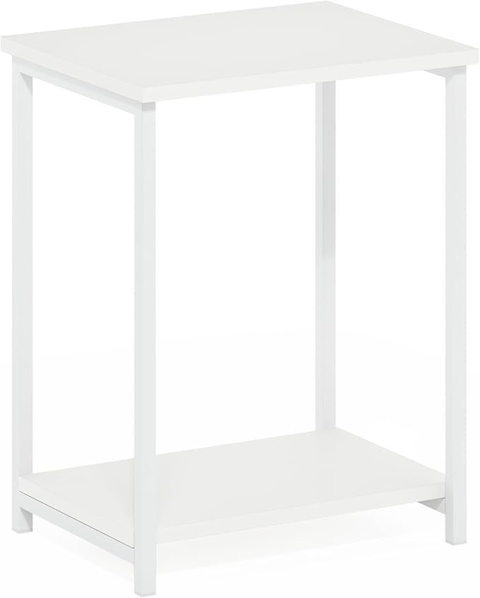 Furinno Simplistic Industrial Metal Frame End Table, 1-Pack, White/White-NeatNest