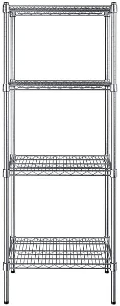 18" x 24" NSF Chrome 4-Shelf Kit with 64" Posts, Heavy Duty Storage Shelving, Wire Shelving Kit, NSF Commercial Storage Rack Unit