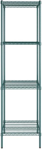 24" x 24" NSF Green Epoxy 4-Shelf Kit with 86" Posts, Heavy Duty Storage Shelving, Wire Shelving Kit, NSF Commercial Storage Rack Unit