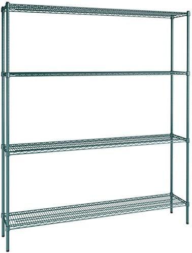14" x 72" NSF Green Epoxy 4-Shelf Kit with 86" Posts, Heavy Duty Storage Shelving, Wire Shelving Kit, NSF Commercial Storage Rack Unit