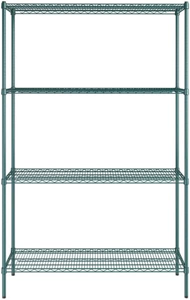 18" x 54" NSF Green Epoxy 4-Shelf Kit with 86" Posts, Heavy Duty Storage Shelving, Wire Shelving Kit, NSF Commercial Storage Rack Unit