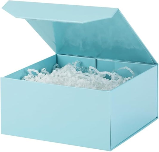 6 Pcs Small Blue Gift Box 6x6x3 Inch Magnetic Gift Box Small Magnetic Box with Crinkle Paper Blue Small Gift Box with Shredded Paper Luxury Gift Boxes with Lids for Presents-NeatNest