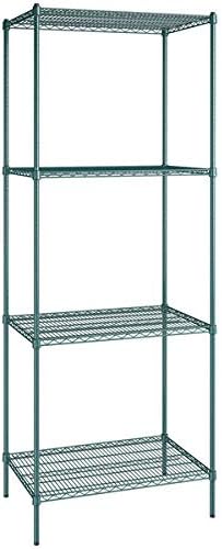24" x 36" NSF Green Epoxy 4-Shelf Kit with 96" Posts, Heavy Duty Storage Shelving, Wire Shelving Kit, NSF Commercial Storage Rack Unit